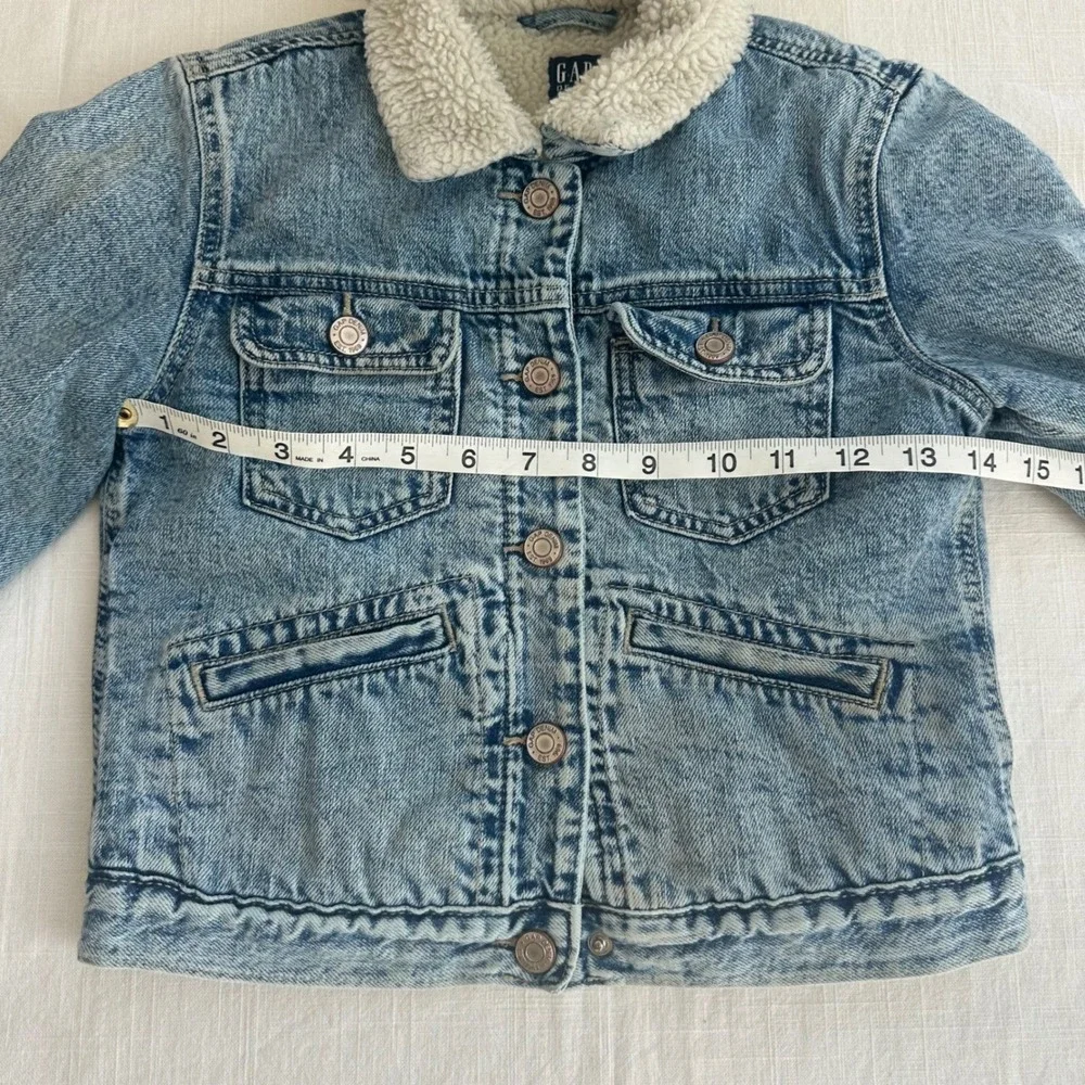 Gap Kids Sherpa Lined‎ Denim Icon Jacket Light Wash Blue Size L 10-11 413974-00